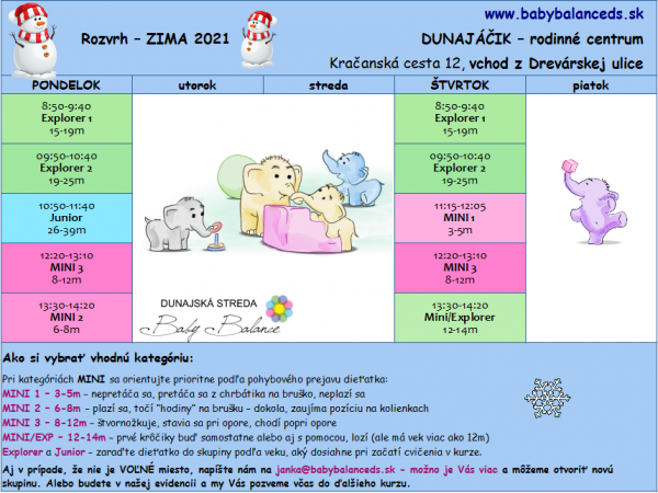 Rozvrh ZIMA 2021 Baby Balance cvicenie s detmi Dunajska Streda new Rozvrh ZIMA 2021 Baby Balance cvicenie s detmi Dunajska Streda new